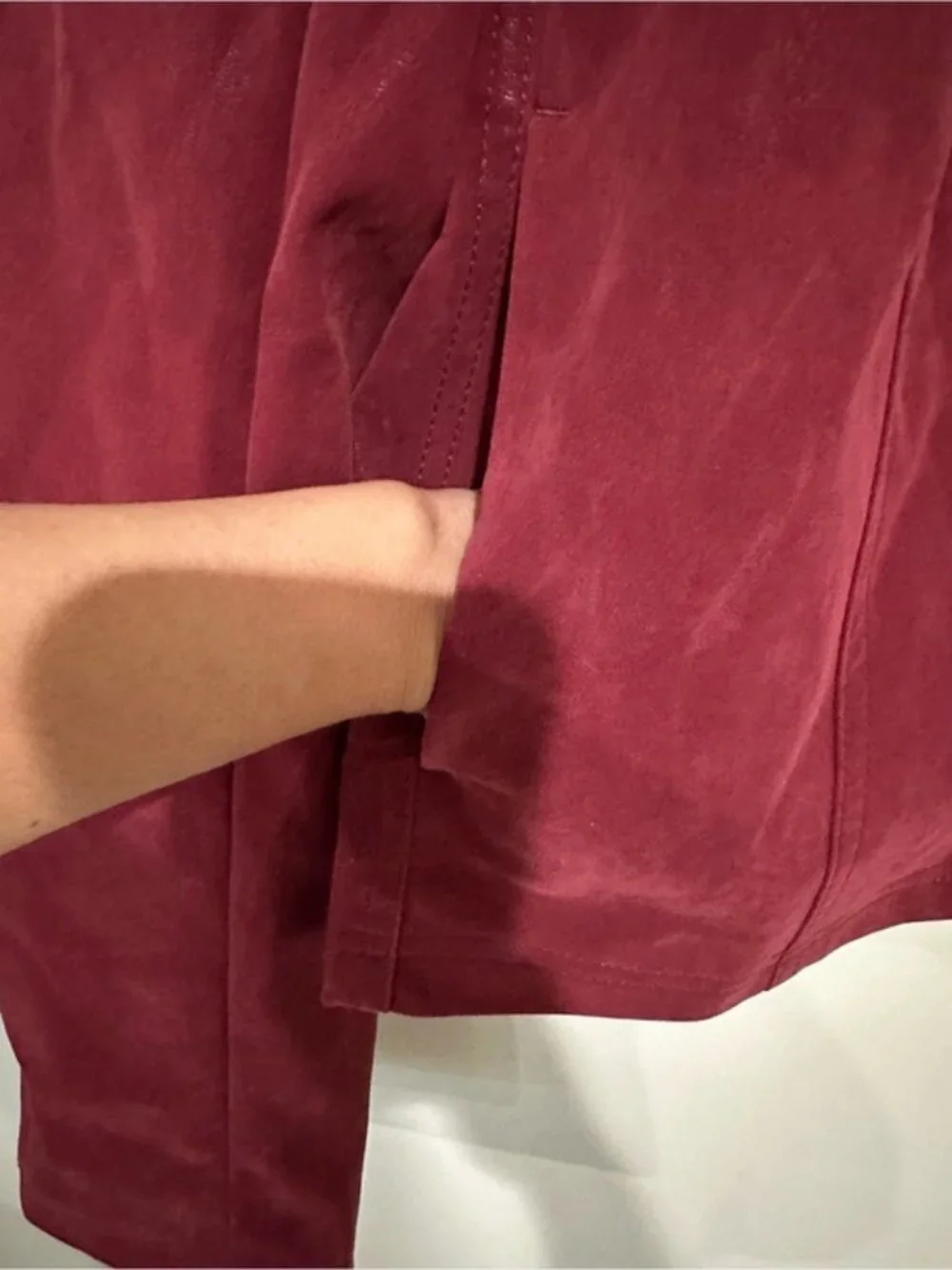 Free People We The Free Burgundy River Vegan Suede Jacket Women’s Large